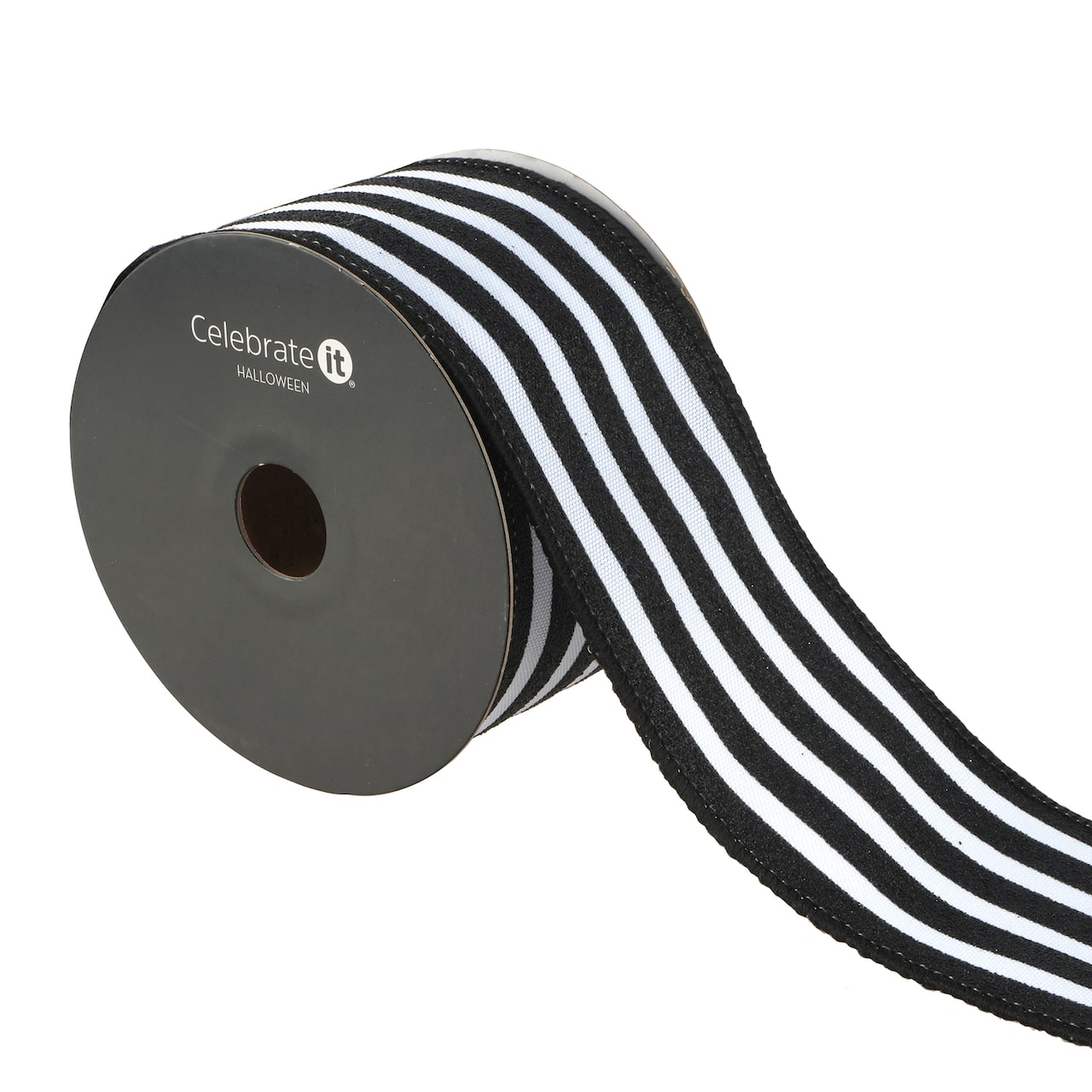 2.5" x 20ft. Black & White Stripes Wired Ribbon by Celebrate It® Halloween